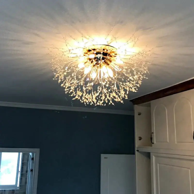 dandelion chandelier gold crystal led living room light