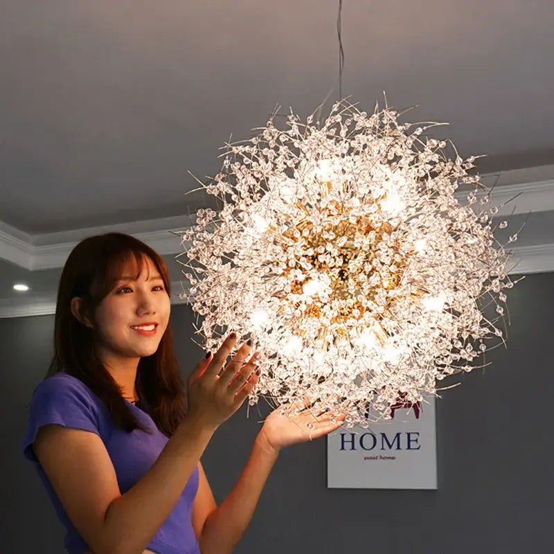 dandelion chandelier gold crystal led living room light