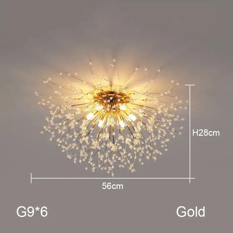 dandelion chandelier gold crystal led living room light