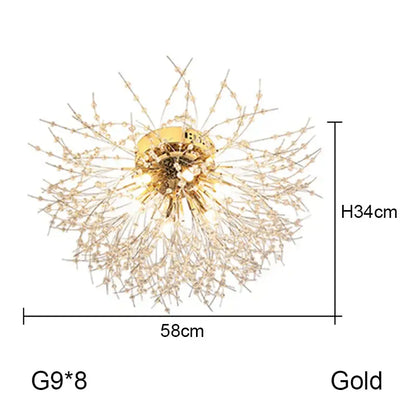 dandelion chandelier gold crystal led living room light