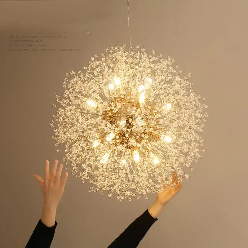dandelion chandelier gold crystal sparkle ball living room