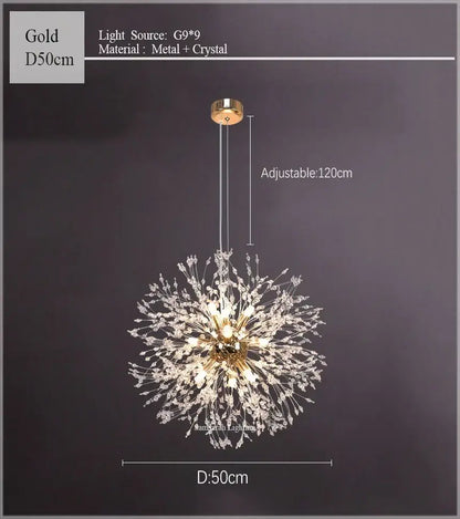 dandelion chandelier gold crystal sparkle ball living room