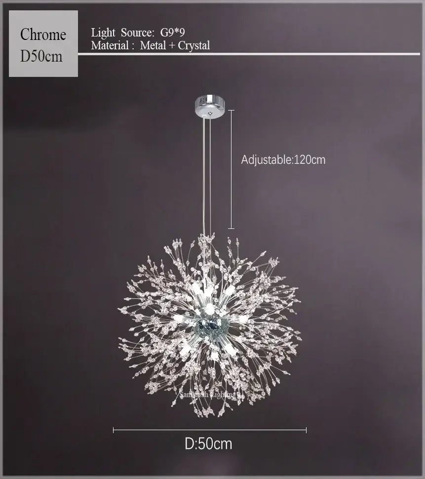 dandelion chandelier gold crystal sparkle ball living room