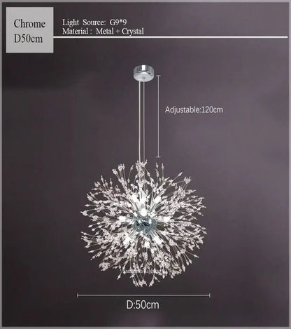 dandelion chandelier gold crystal sparkle ball living room