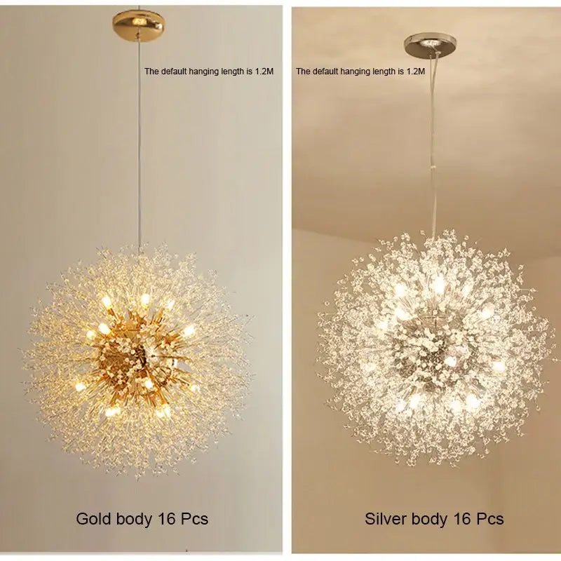 dandelion chandelier gold crystal sparkle ball living room