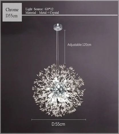 dandelion chandelier gold crystal sparkle ball living room