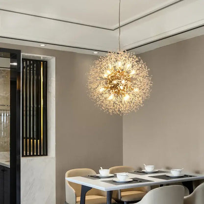 dandelion chandelier gold crystal sparkle ball living room