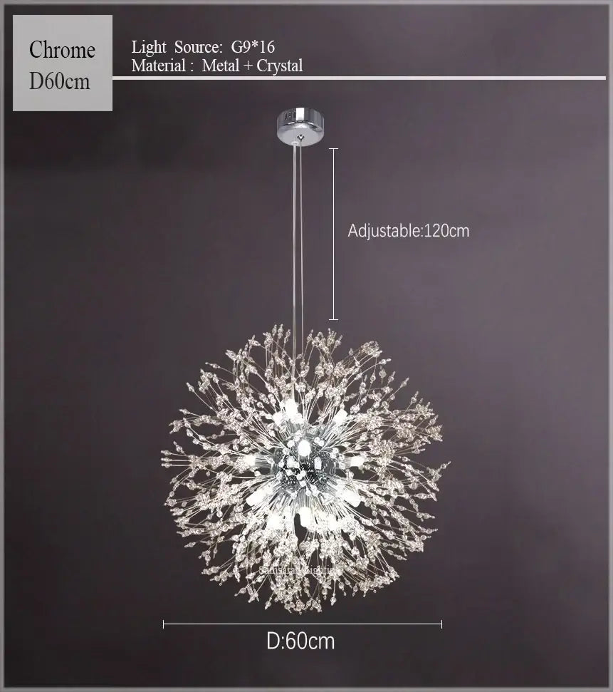 dandelion chandelier gold crystal sparkle ball living room
