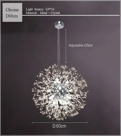 dandelion chandelier gold crystal sparkle ball living room