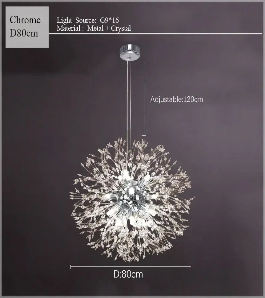 dandelion chandelier gold crystal sparkle ball living room