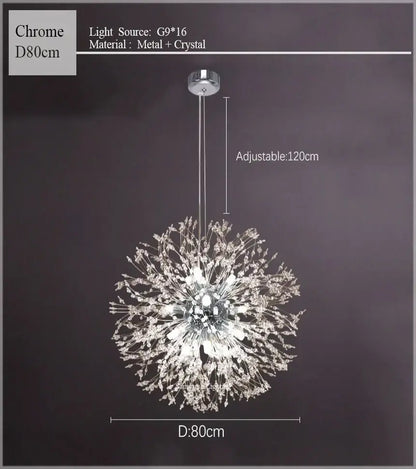 dandelion chandelier gold crystal sparkle ball living room