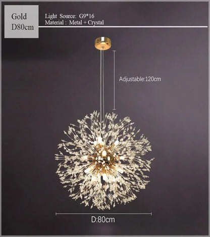 dandelion chandelier gold crystal sparkle ball living room