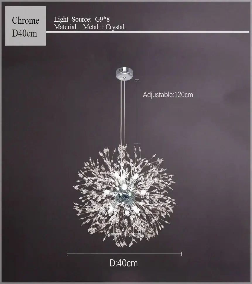 dandelion chandelier gold crystal sparkle ball living room