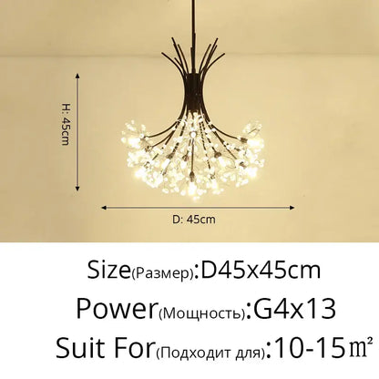 dandelion flower chandelier black metal living room light