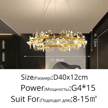 dandelion flower chandelier black metal living room light