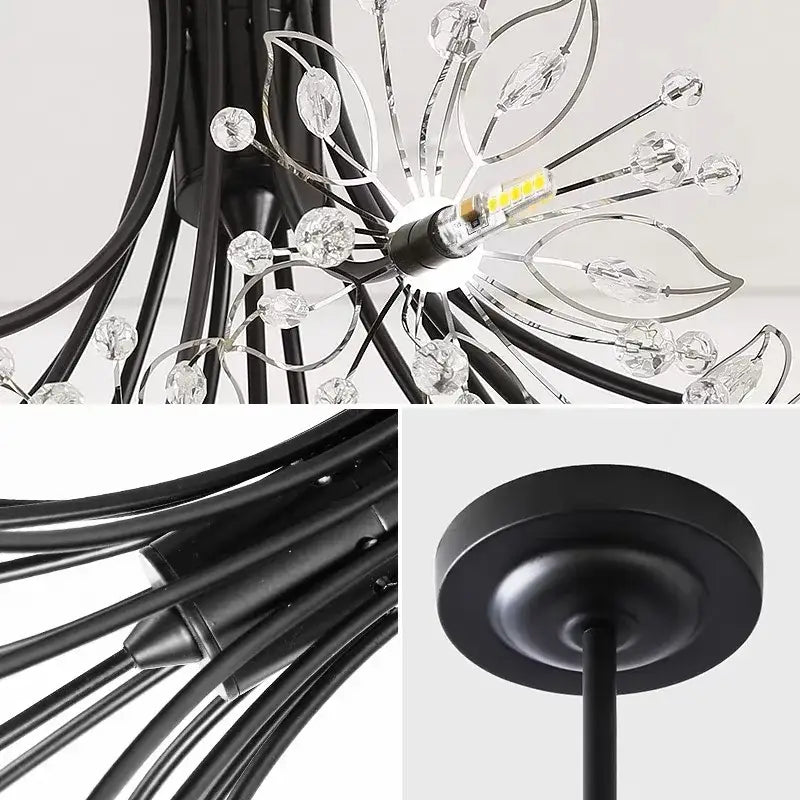 dandelion flower chandelier black metal living room light