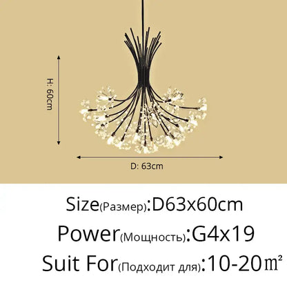 dandelion flower chandelier black metal living room light