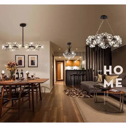 dandelion flower chandelier black metal living room light