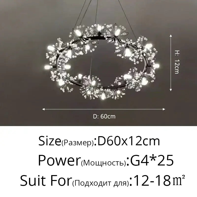 dandelion flower chandelier black metal living room light