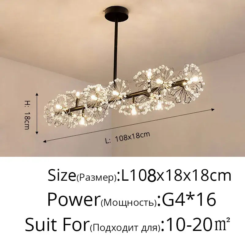dandelion flower chandelier black metal living room light