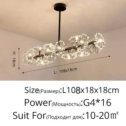 dandelion flower chandelier black metal living room light