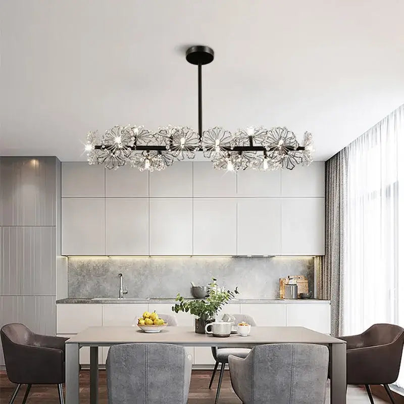dandelion flower chandelier black metal living room light