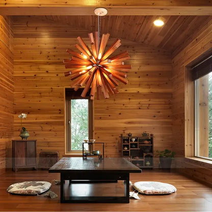 dandelion wooden pendant lights for dining room starburst glow