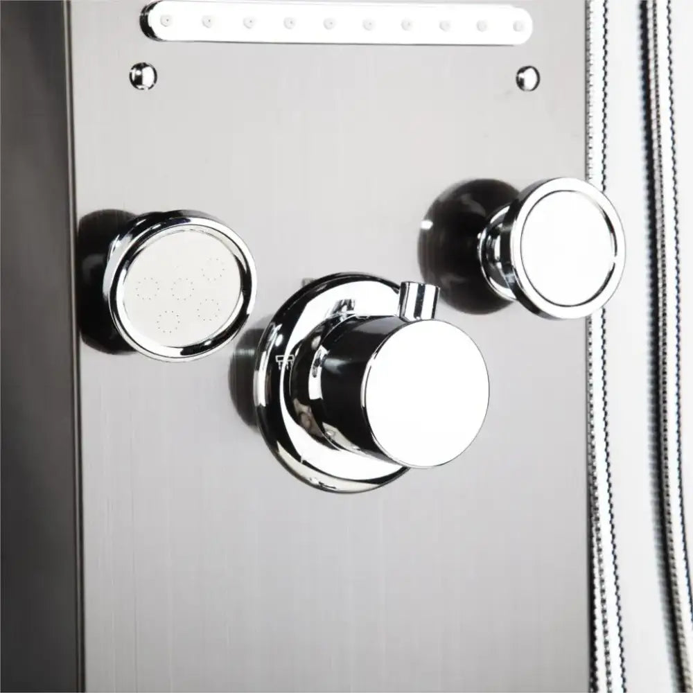 dark grey led shower panel with rainfall spa jets bathroom