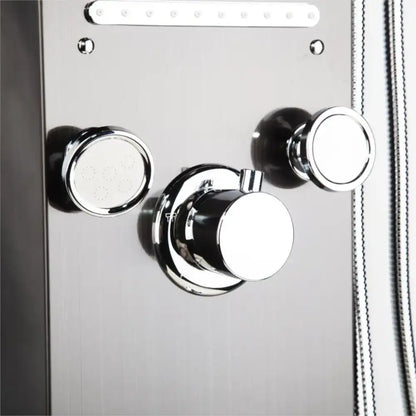 dark grey led shower panel with rainfall spa jets bathroom