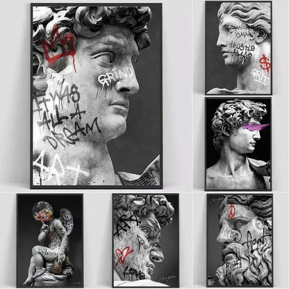 Classical david graffiti art canvas print bedroom wall decor