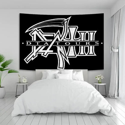 deaths metal white & red wall tapestry bedroom art