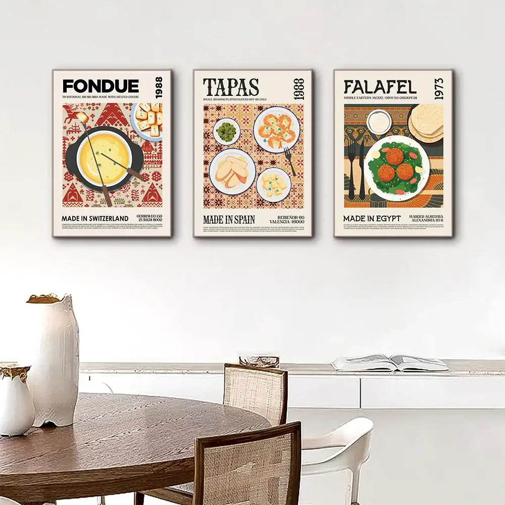 Vintage spanish croquettes world cuisine canvas painting kitchen art