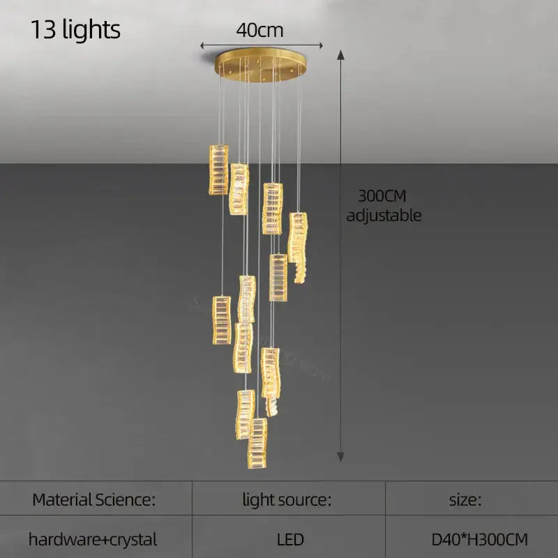 deluxe crystal spiral slinglights dining room gold pendant