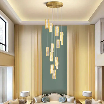 deluxe crystal spiral slinglights dining room gold pendant