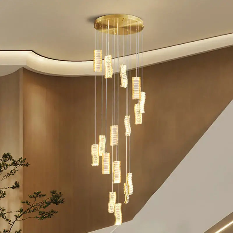 deluxe crystal spiral slinglights dining room gold pendant