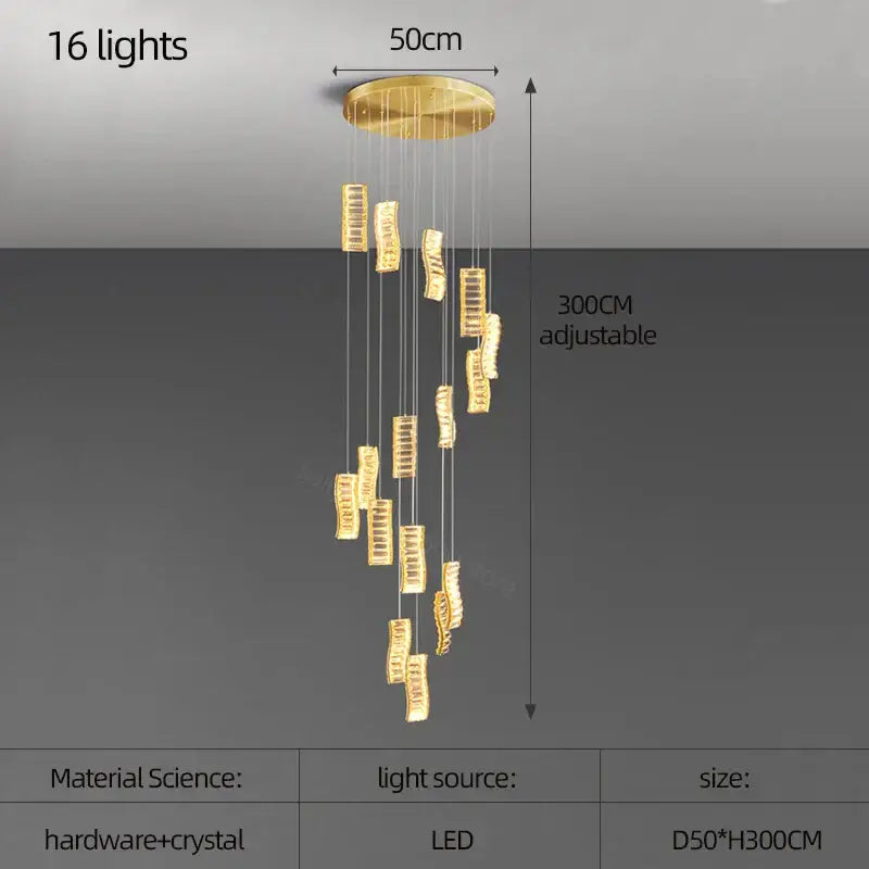 deluxe crystal spiral slinglights dining room gold pendant