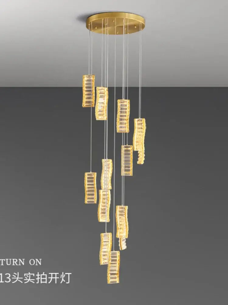 deluxe crystal spiral slinglights dining room gold pendant