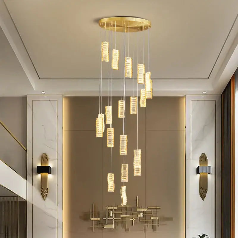 deluxe crystal spiral slinglights dining room gold pendant