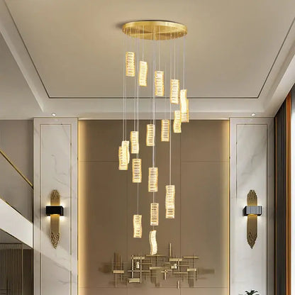 deluxe crystal spiral slinglights dining room gold pendant