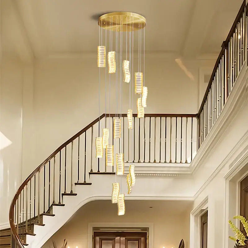 deluxe crystal spiral slinglights dining room gold pendant