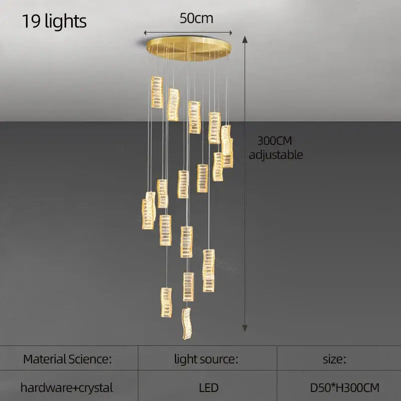 deluxe crystal spiral slinglights dining room gold pendant