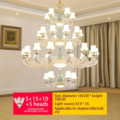Decorbites deluxe duplex living room chandelier white & blue glass