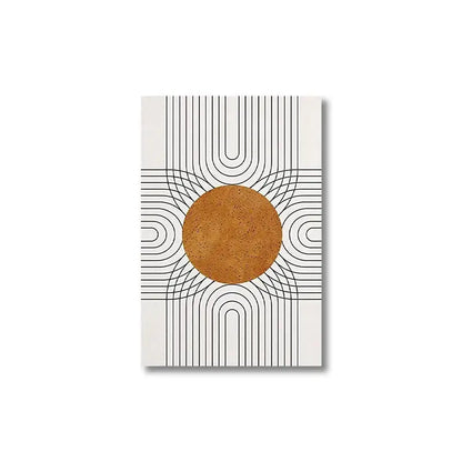 Minimalist earthy desert plants geometric sun wall art bedroom set