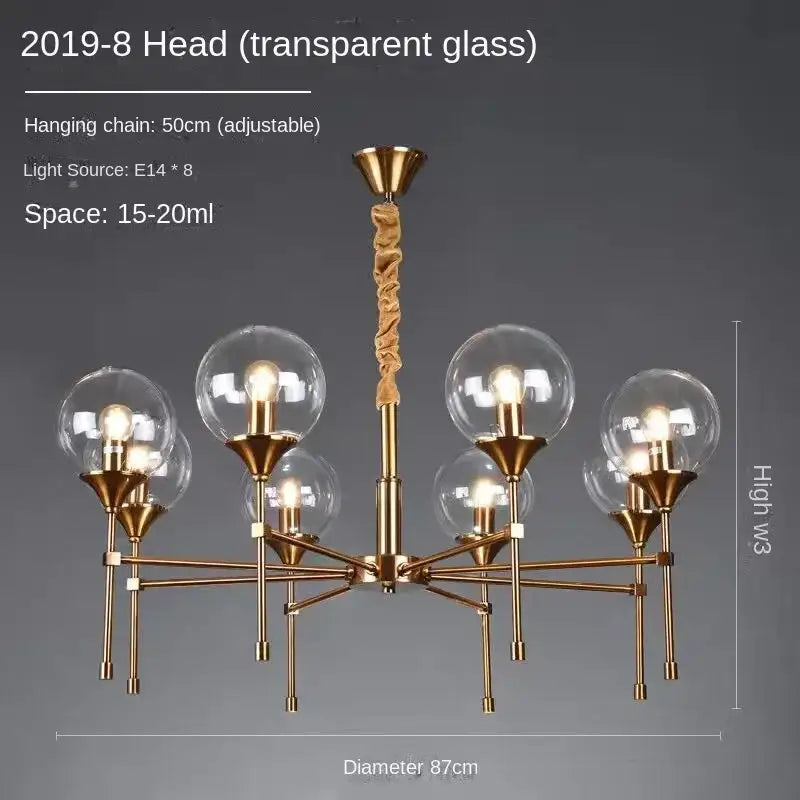 Modern brass designer metal chandelier living room smoked glass globes