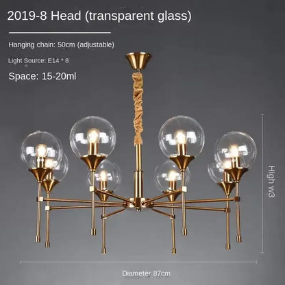 Modern brass designer metal chandelier living room smoked glass globes