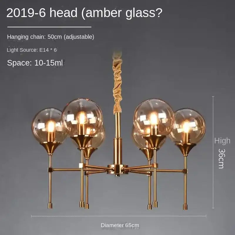 Modern brass designer metal chandelier living room smoked glass globes