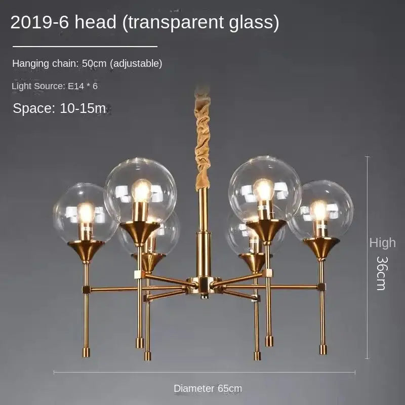 Modern brass designer metal chandelier living room smoked glass globes