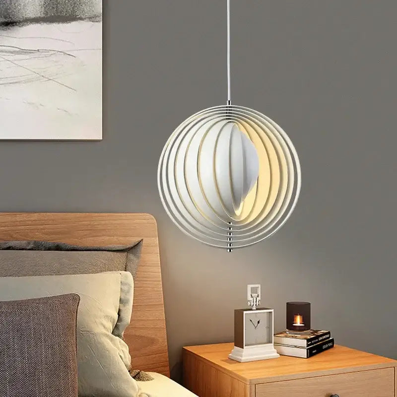 designer moon led chandelier wooden ring dining room light