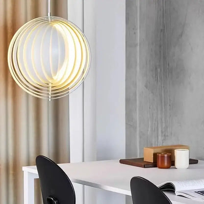 designer moon led chandelier wooden ring dining room light