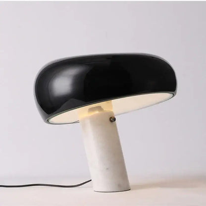 designer mushroom lamp black & white marble study room